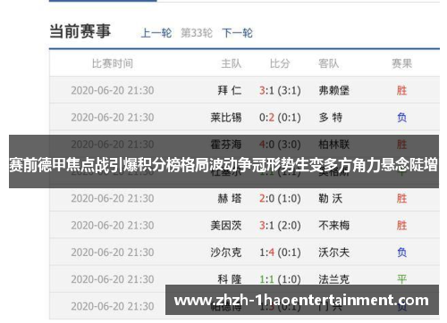 赛前德甲焦点战引爆积分榜格局波动争冠形势生变多方角力悬念陡增 赛前德甲焦点战引爆积分榜格局波动争冠形势生变多方角力悬念陡增